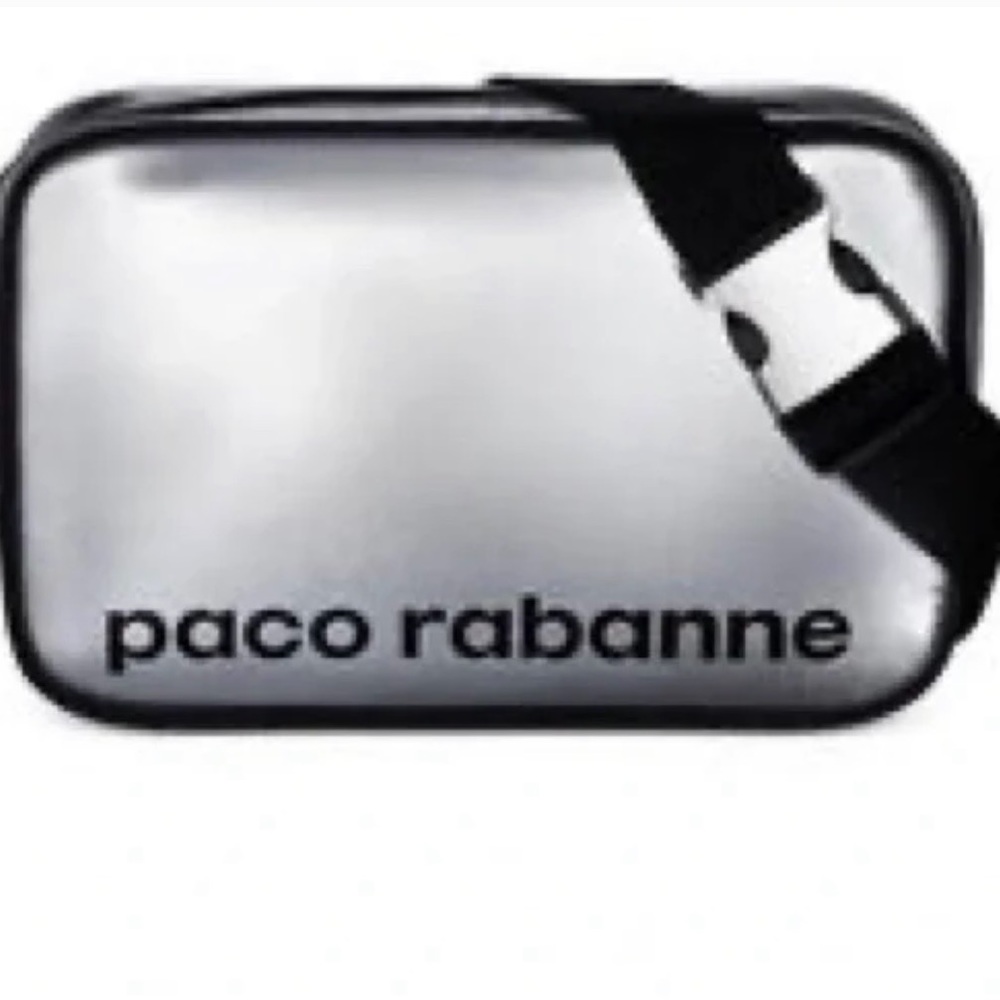 New Men’s Paco Rabanne Metallic Silver Fanny Pack With Adjustable Strap - Picture 6 of 6